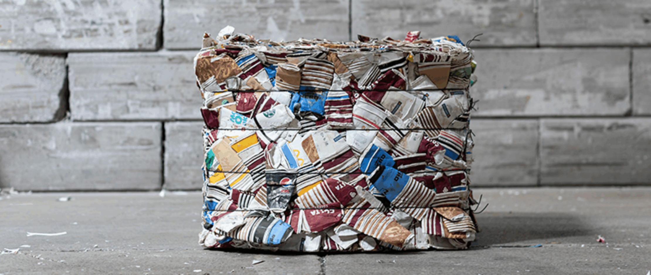 square bale of textile waste for recycling